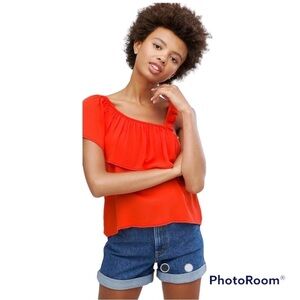 PULL&BEAR by ASOS Red/orange one shoulder ruffled asymmetrical weekend top